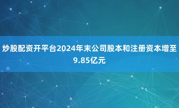 炒股配资开平台2024年末公司股本和注册资本增至9.85亿元